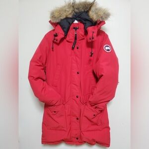Authentic Canada Goose Womens Trillium Parka Fur Down Jacket Size L/Red